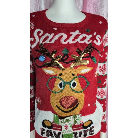 Christmas Santa's Favorite Rudolph Holiday Sweater Size Medium - Picture 3 of 10